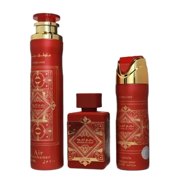 Bade'e Al Oud Sublime zestaw woda perfumowana spray 100ml + dezodorant spray 200ml + odświeżacz powietrza 300ml