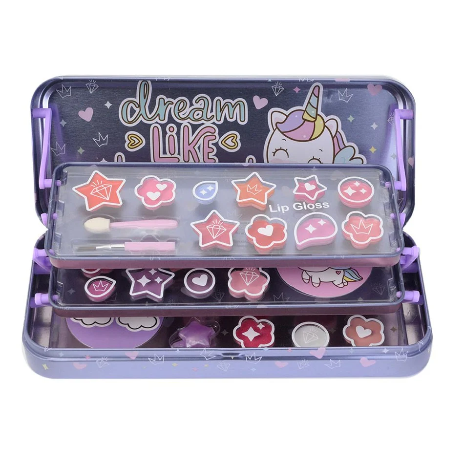 Unicorn Makeup Case Triple Layer Beauty Tin zestaw kosmetyków do makijażu dla dzieci