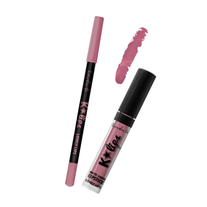 K-Lips Matte Liquid Lipstick & Lip Liner zestaw do wykonywania makijażu ust 5 Lovely Lips