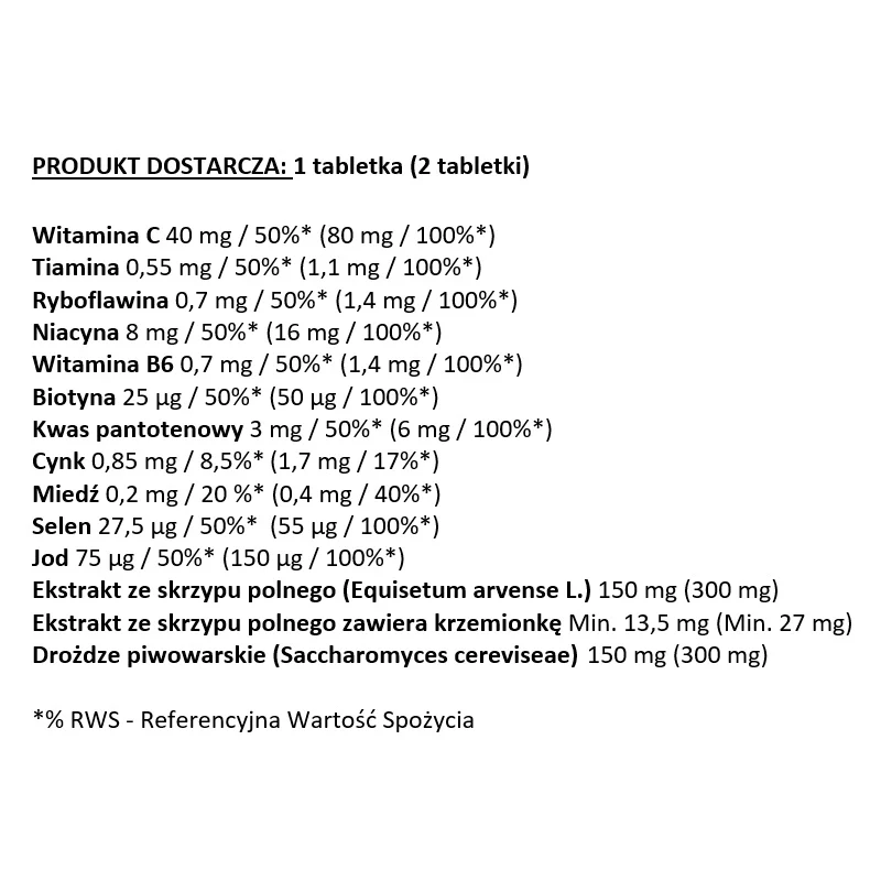 Włosy Skóra Paznokcie suplement diety 90 tabletek - Image 2