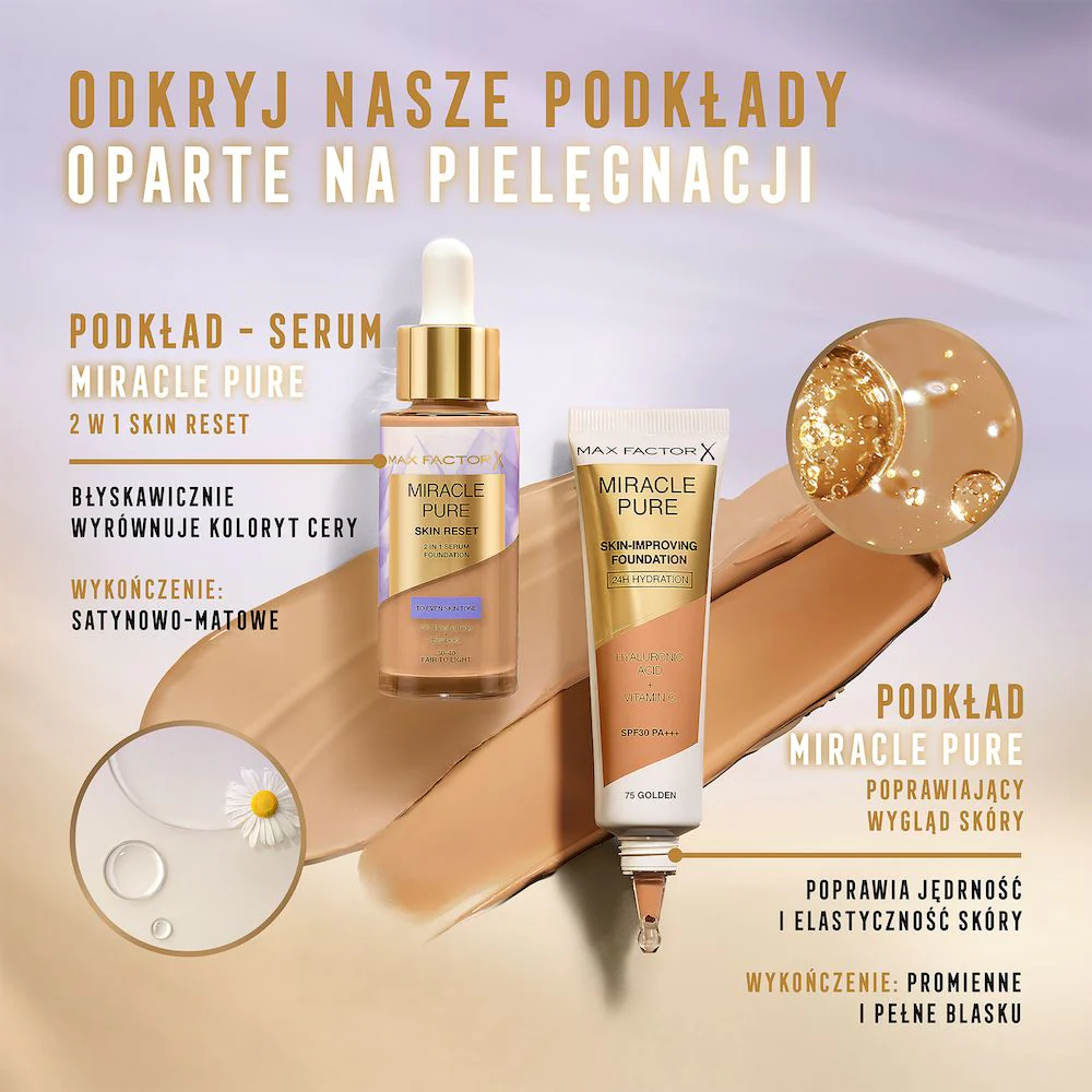 Miracle Pure 2w1 Skin Reset pielęgnujący podkład z serum o wegańskiej formule 30ml - Image 4