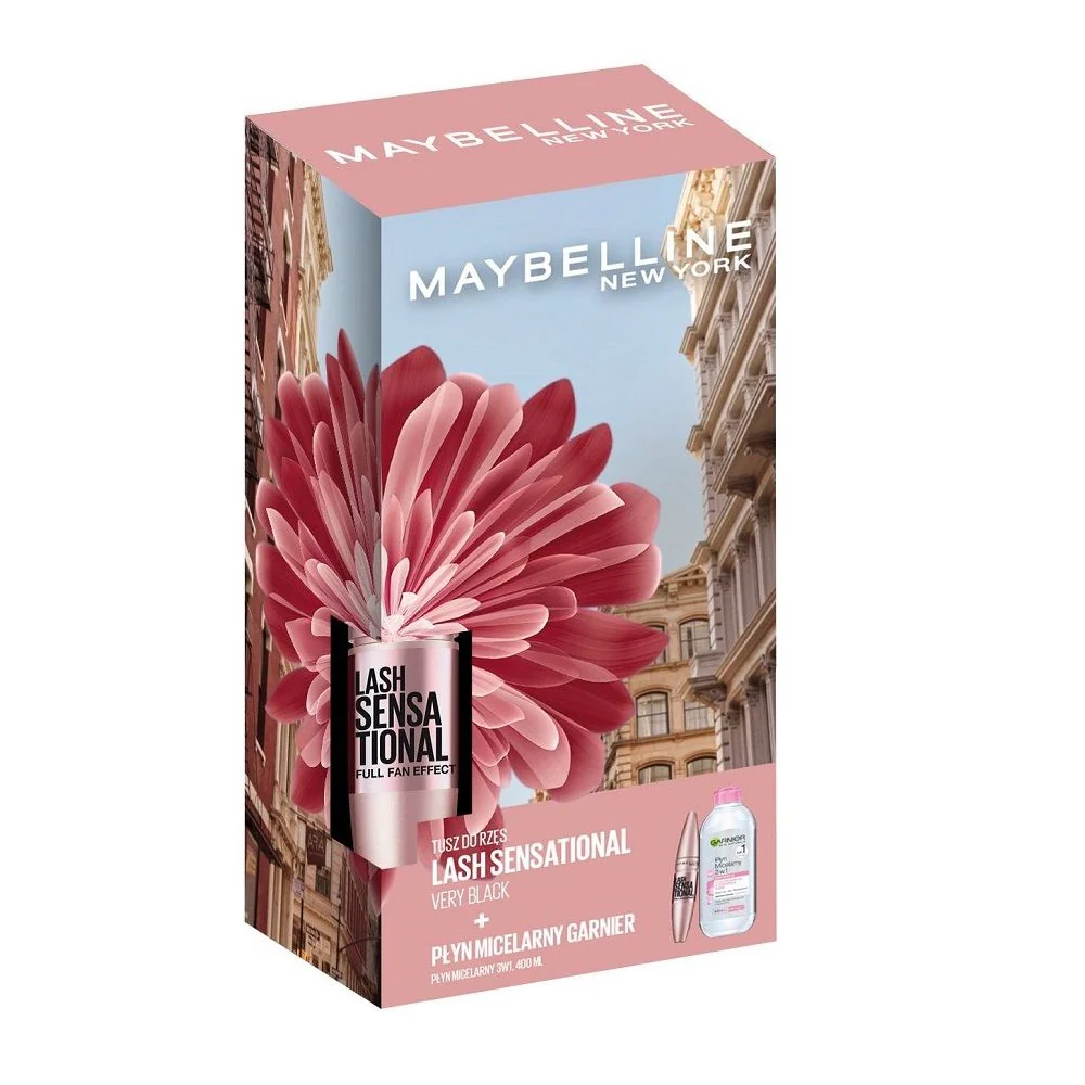 Zestaw Lash Sensational Full Fan Effect Mascara tusz do rzęs Black 9.5ml + Garnier Skin Naturals płyn micelarny 3w1 400ml