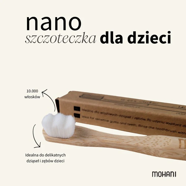 Nano szczoteczka bambusowa do zębów dla dzieci Różowa - Image 2