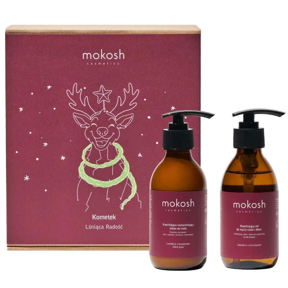 Kometek Lśniąca Radość zestaw nawilżający żel do mycia ciała i dłoni 200ml + nawilżająco-rozświetlający lotion do ciała 200ml