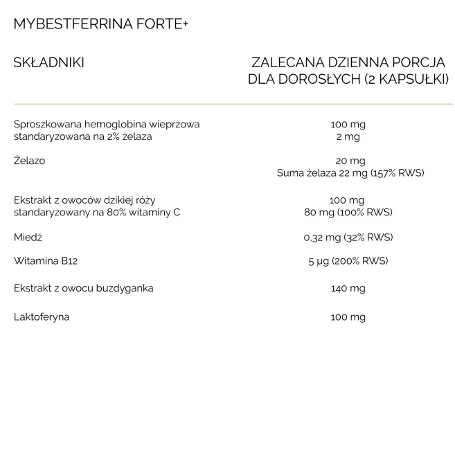 MyBestFerrina Forte+ suplement diety 60 kapsułek - Image 3