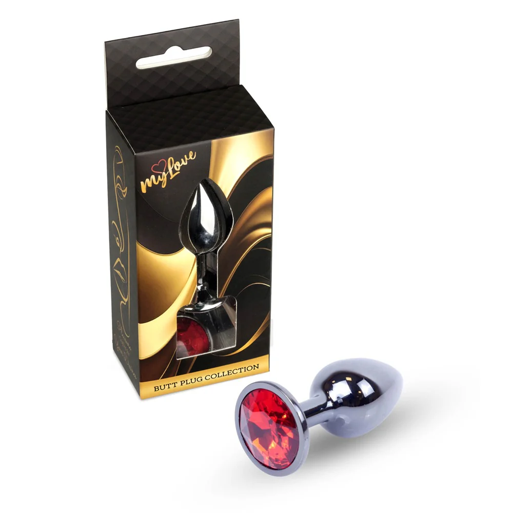 Butt Plug Collection Jewellery Dark Silver metalowy korek analny Red - Image 4