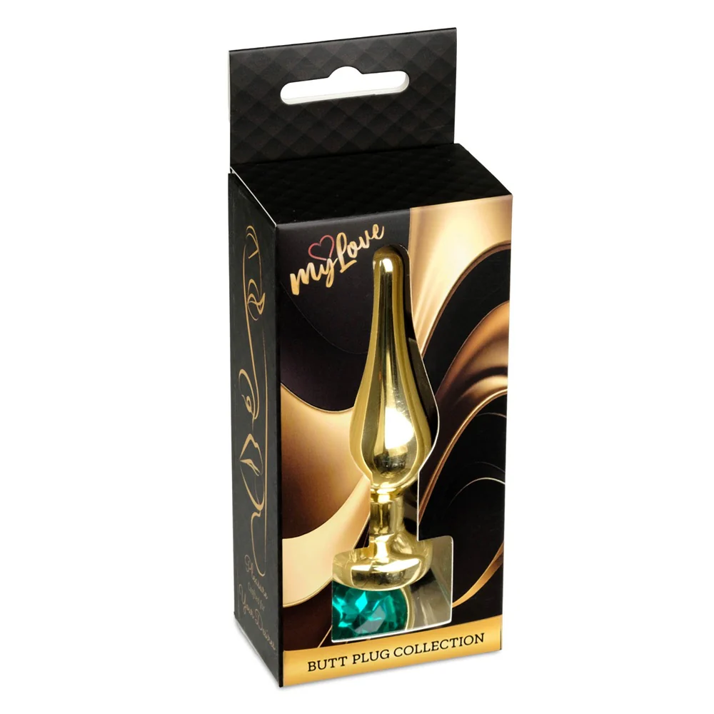 Butt Plug Collection Jewellery Gold metalowy korek analny Green - Image 3