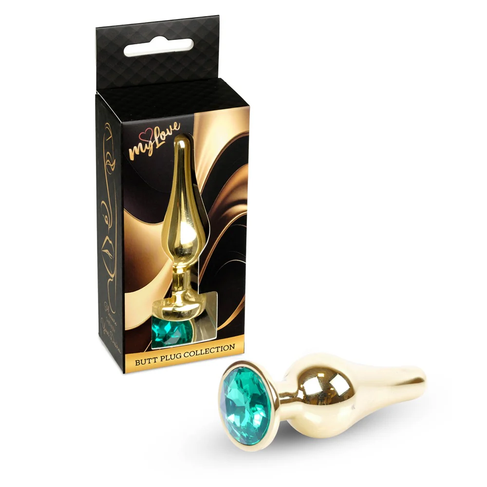 Butt Plug Collection Jewellery Gold metalowy korek analny Green - Image 6