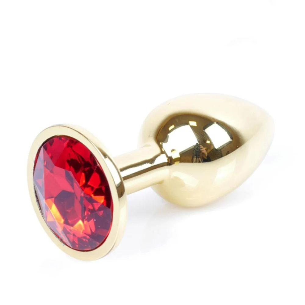 Butt Plug Collection Jewellery Gold metalowy korek analny Red