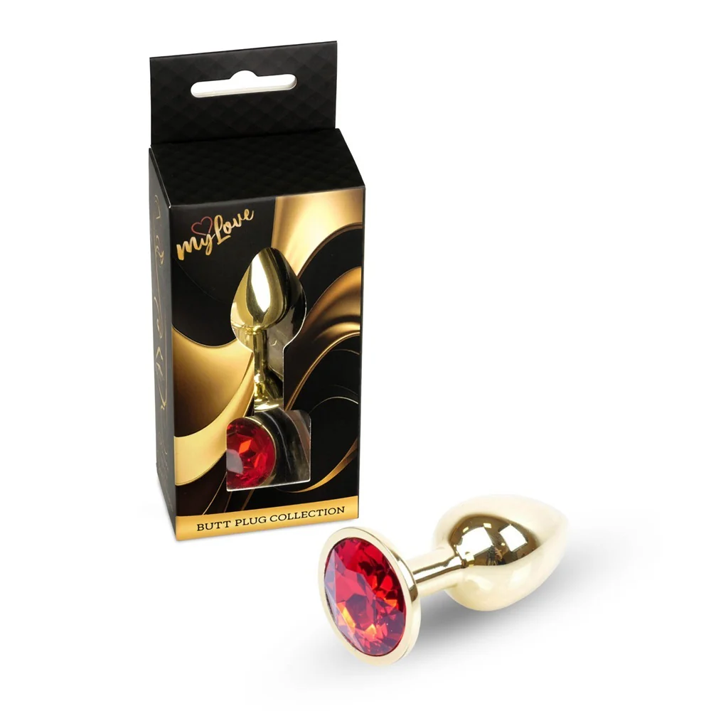 Butt Plug Collection Jewellery Gold metalowy korek analny Red - Image 4