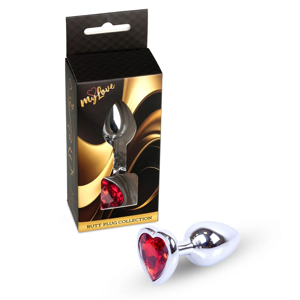 Butt Plug Collection Jewellery Heart metalowy korek analny Silver Red - Image 4