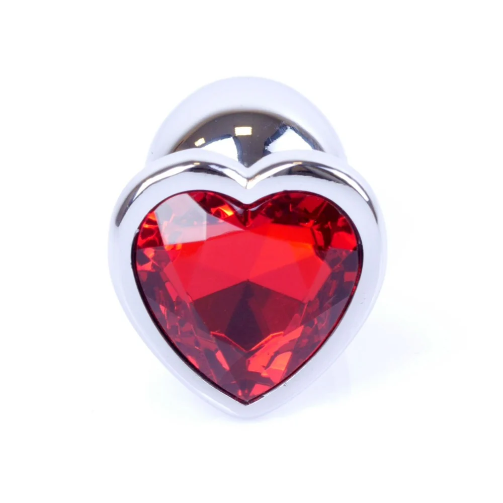 Butt Plug Collection Jewellery Heart metalowy korek analny Silver Red - Image 5