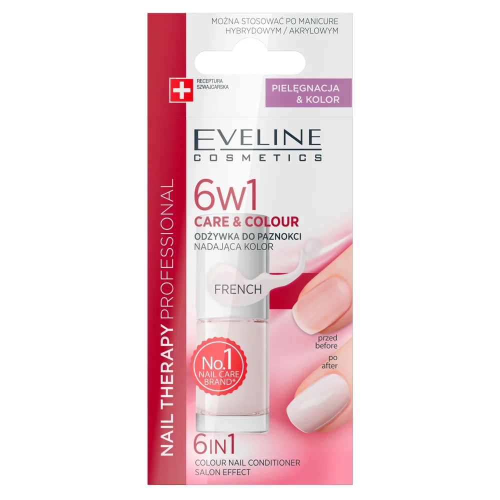 6w1 Care&Colour odżywka do paznokci nadająca kolor French 5ml - Image 2