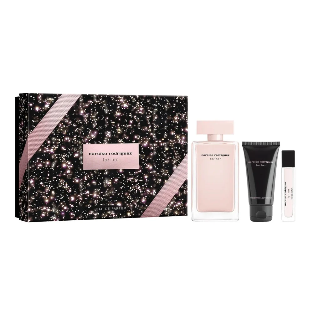 For Her zestaw woda perfumowana spray 100ml + woda perfumowana spray 10ml + balsam do ciała 50ml