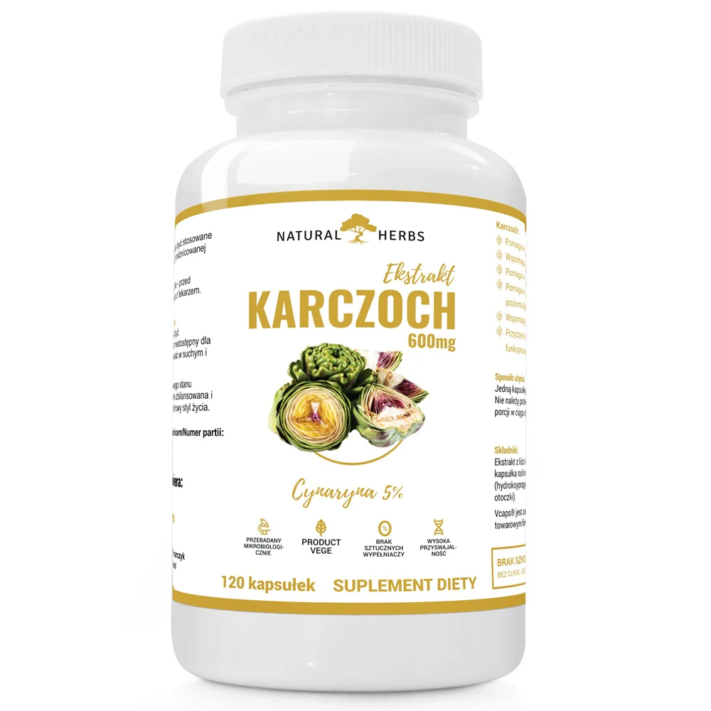 Karczoch ekstrakt 600mg suplement diety 120 kapsułek