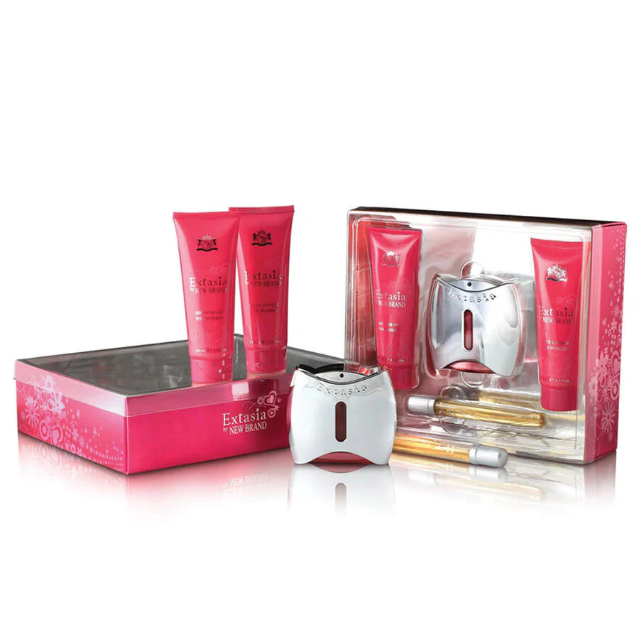 Extasia For Women zestaw woda perfumowana spray 100ml + balsam do ciała 130 ml + żel pod prysznic 130ml + woda perfumowana spray 15ml
