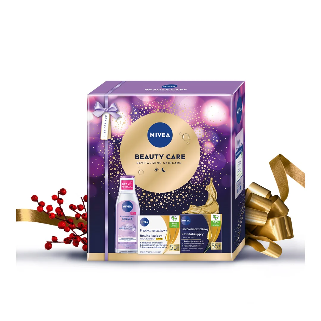 Beauty Care zestaw rewitalizujący krem na dzień SPF15 55+ 50ml + rewitalizujący krem na noc 55+ 50ml + kojący płyn micelarny 200ml - Image 7