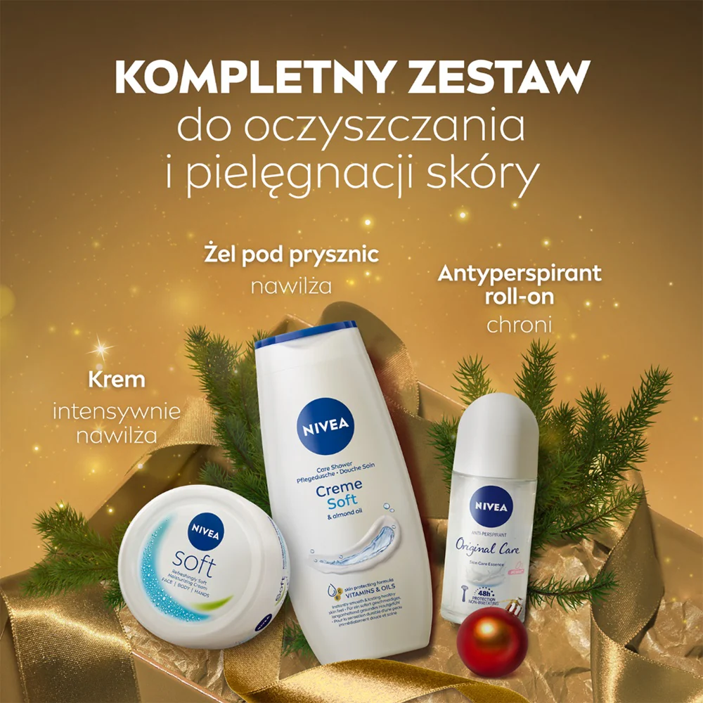 Feel Soft zestaw antyperspirant roll-on 50ml + krem intensywnie nawilżajacy 100ml + żel pod prysznic 250ml - Image 2