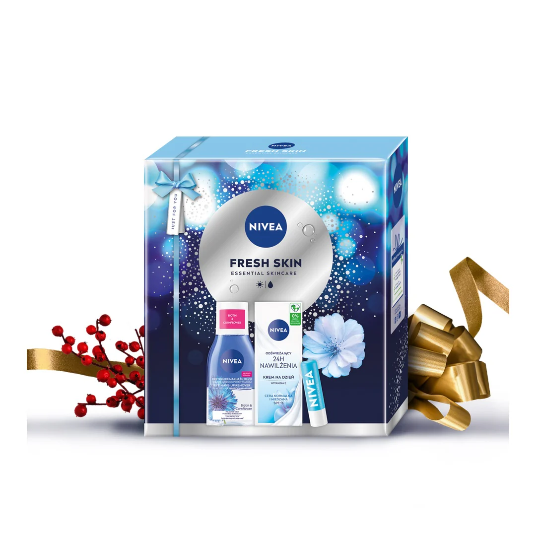 Fresh Skin zestaw odświeżający krem na dzień 50ml + dwufazowy płyn do demakijażu oczu 125ml + pielęgnująca pomadka do ust 4.8g - Image 4
