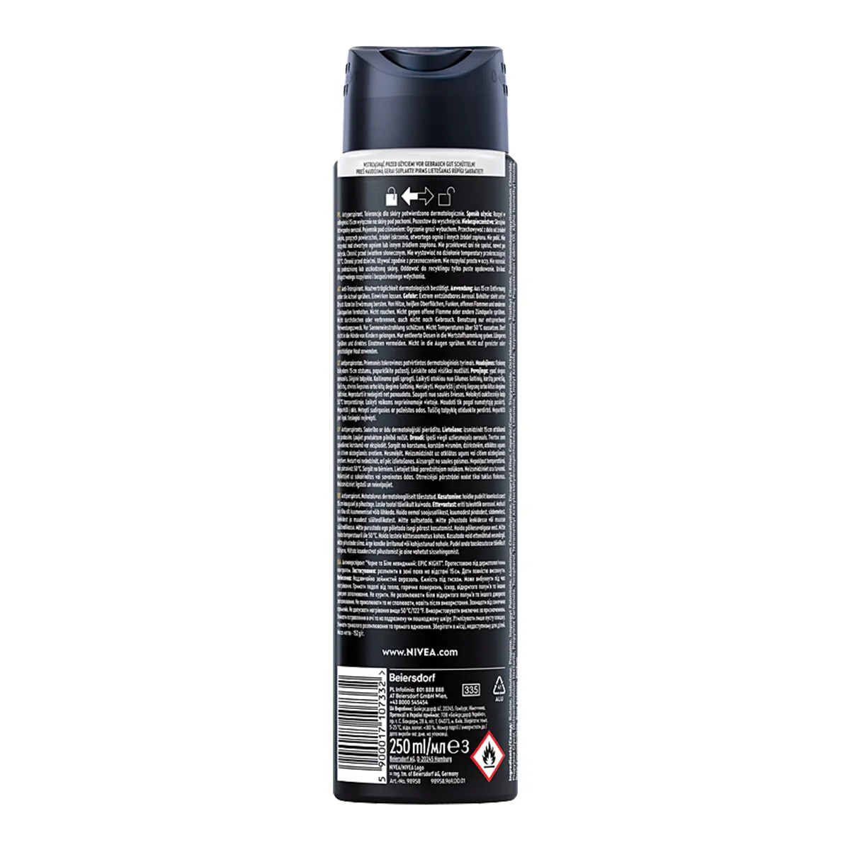 Men Black & White Invisible Epic Night antyperspirant spray 250ml - Image 3