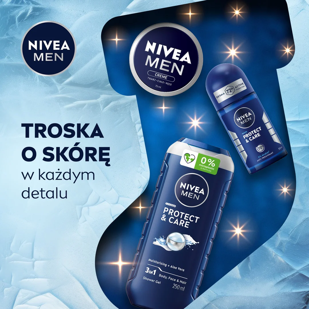Men Caring Comfort zestaw żel pod prysznic 3w1 250ml + antyperspirant roll-on 50ml + krem uniwersalny 100ml - Image 4