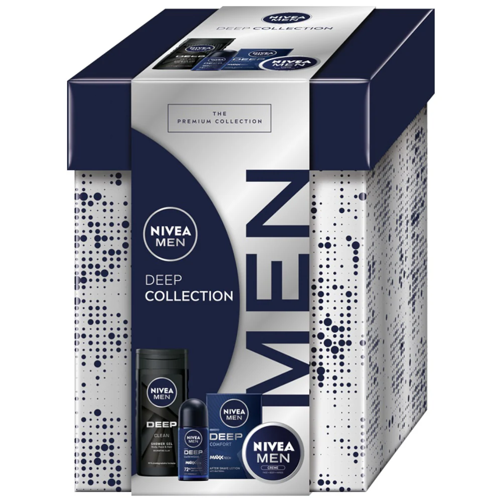 Men Deep Collection zestaw krem uniwersalny 75ml + antyperspirant roll-on 50ml + żel pod prysznic 3w1 250ml + antybakteryjna woda po goleniu 100ml