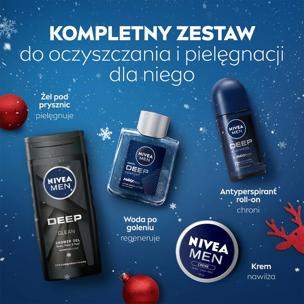 Men Deep Collection zestaw krem uniwersalny 75ml + antyperspirant roll-on 50ml + żel pod prysznic 3w1 250ml + antybakteryjna woda po goleniu 100ml - Image 5