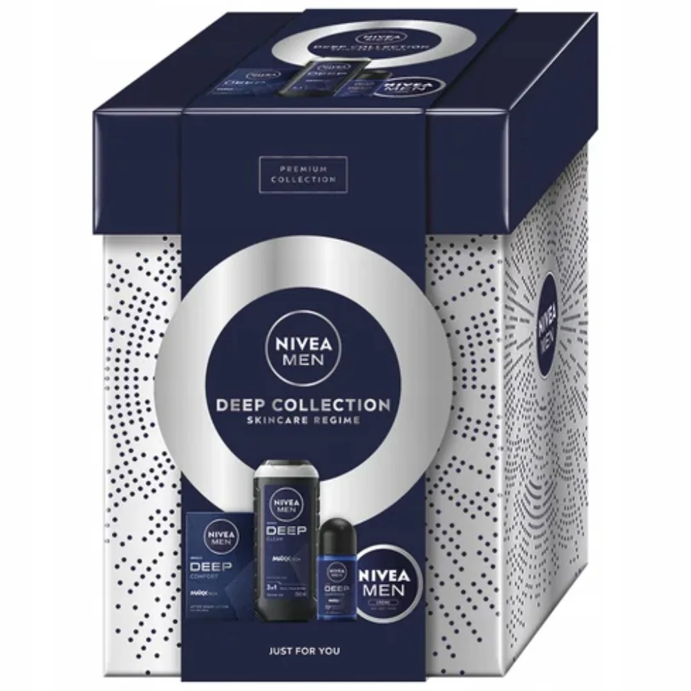 Men Deep Collection zestaw żel pod prysznic 3w1 250ml + antybakteryjna woda po goleniu 100ml + antyperspirant w kulce 50ml + uniwersalny krem 75ml