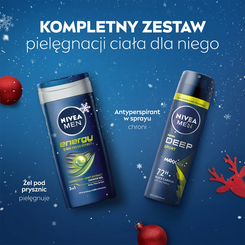 Men Deep Energy zestaw żel pod prysznic 3w1 250ml + antyperspirant spray 150ml - Image 3