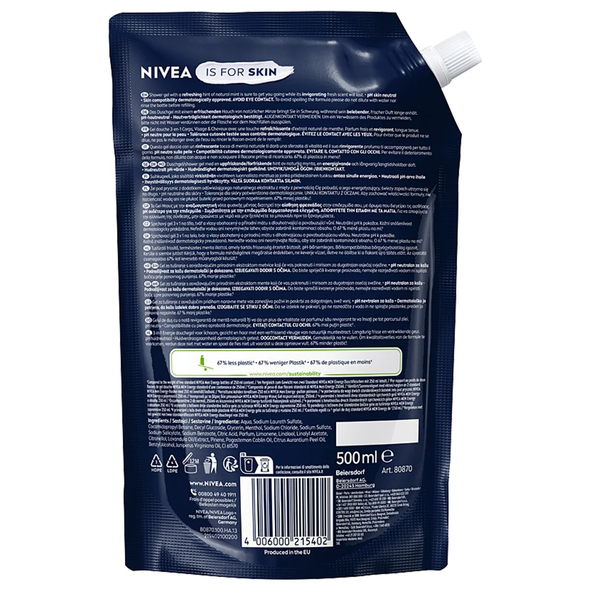 Men Energy żel pod prysznic opakowanie uzupełniające 500ml - Image 6