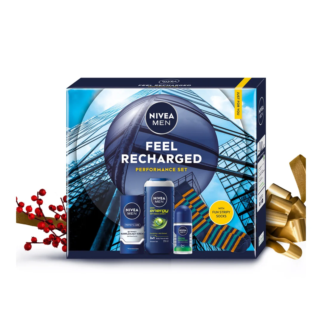 Men Feel Recharged zestaw nawilżający krem do twarzy 75ml + żel pod prysznic 3w1 250ml + antyperspirant roll-on 50ml - Image 7