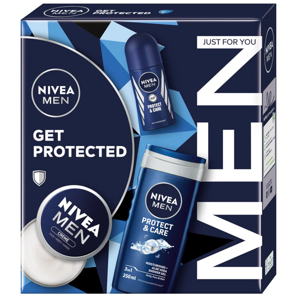 Men Get Protected zestaw żel pod prysznic 3w1 250ml + antyperspirant roll-on 50ml + krem uniwersalny 75ml