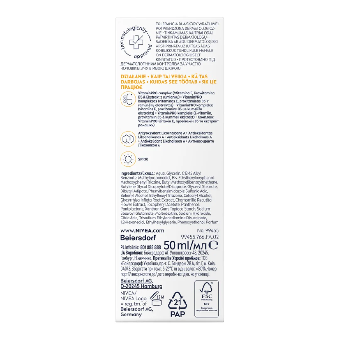 Men Sensitive Daily Protect nawilżający krem do twarzy SPF30 50ml - Image 2