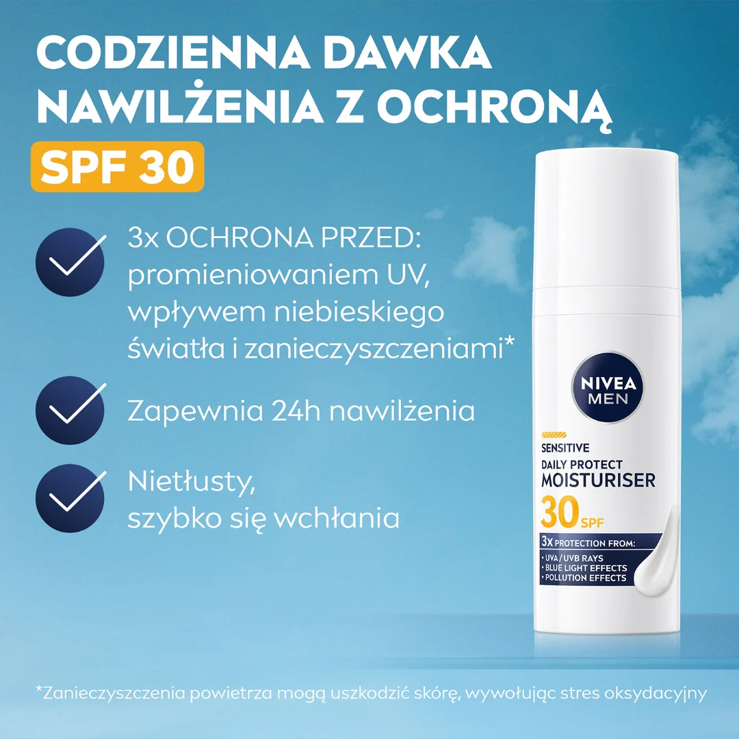 Men Sensitive Daily Protect nawilżający krem do twarzy SPF30 50ml - Image 9