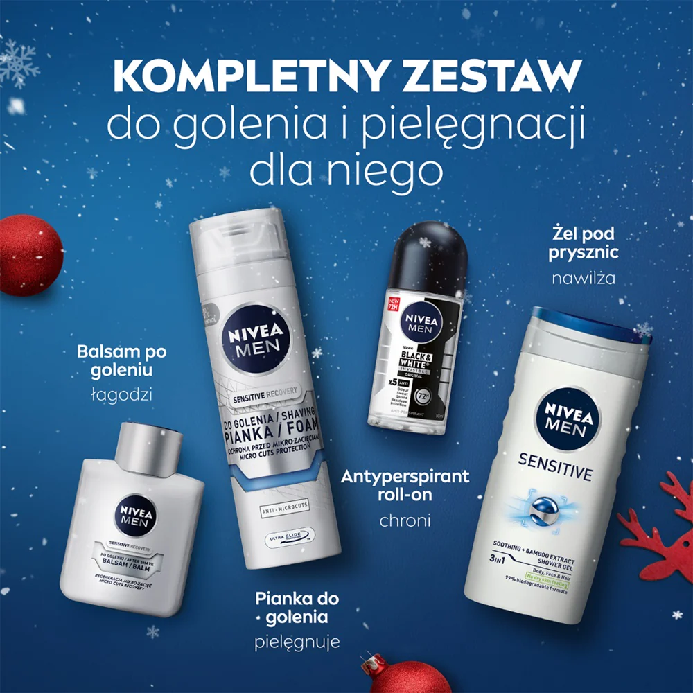 Men Sensitive Recovery Collection zestaw żel pod prysznic 3w1 250ml + antyperspirant roll-on 50ml + balsam po goleniu 100ml + pianka do golenia 200ml - Image 5