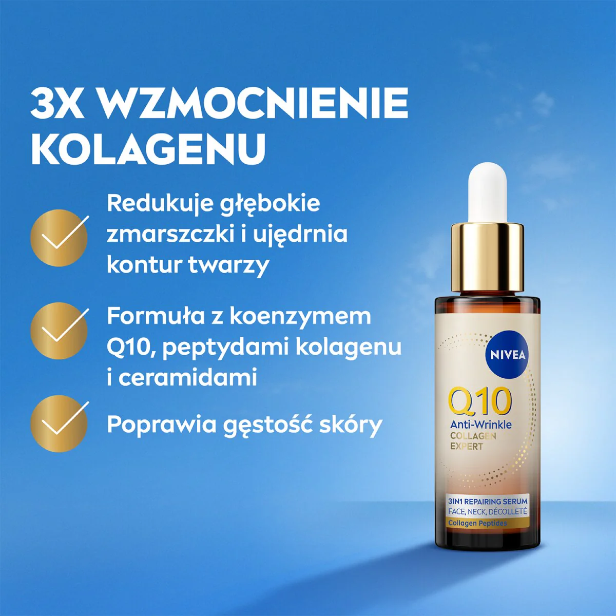 Q10 Przeciwzmarszczkowy Ekspert Kolagenu serum naprawcze 3w1 30ml - Image 4