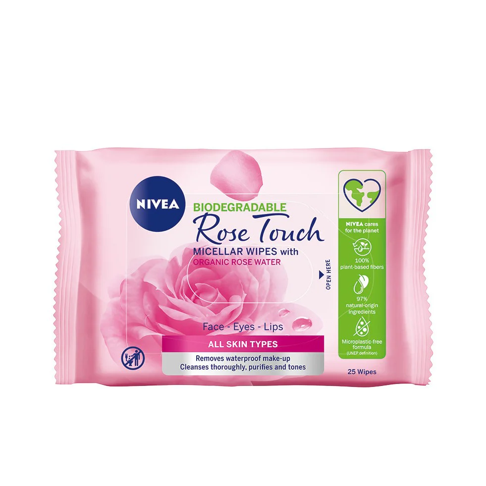 Rose Touch micelarne biodegradowalne chusteczki do demakijażu z organiczną wodą różaną 25szt