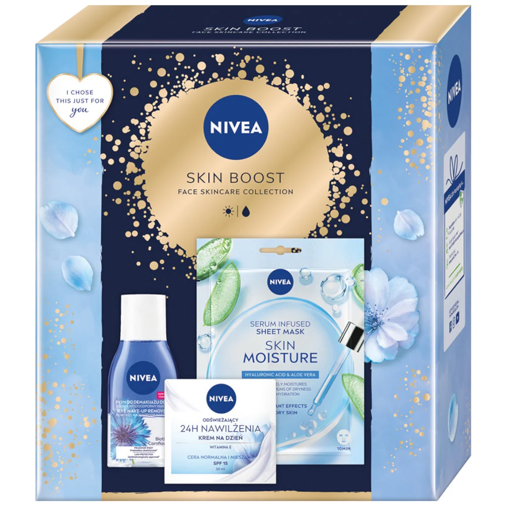 Skin Boost zestaw odświeżający krem na dzień 50ml + dwufazowy płyn do demakijażu oczu 125ml + nawilżająca maska w płachcie 1szt