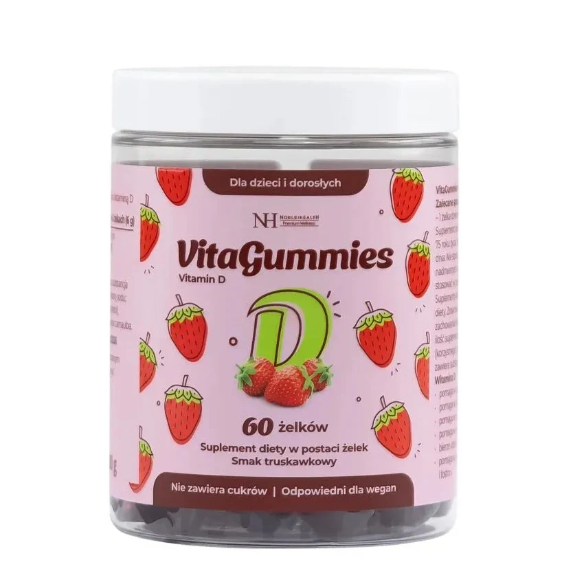VitaGummies Vitamin D suplement diety o smaku truskawkowym 60 żelków