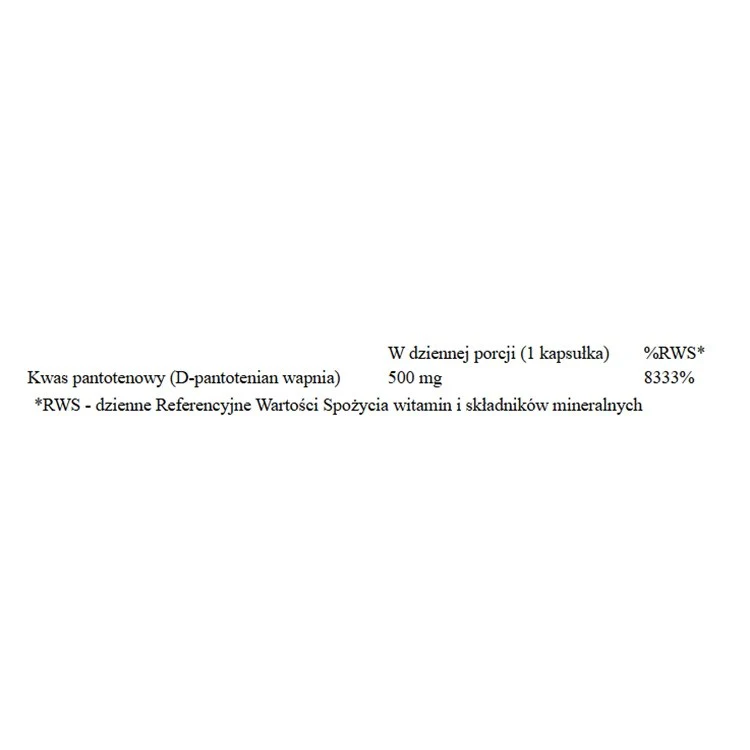 Pantothenic Acid 500mg suplement diety 100 kapsułek - Image 2