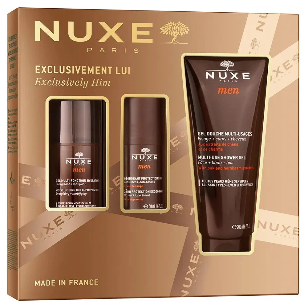 Exclusively Him zestaw wielofunkcyjny żel nawilżający do twarzy 50ml + dezodorant roll-on 24-godzinna ochrona 50ml + wielofunkcyjny żel pod prysznic 200ml