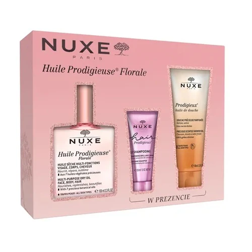 Huile Prodigieuse Florale zestaw suchy olejek 100ml + szampon do włosów 30ml + olejek pod prysznic 100ml