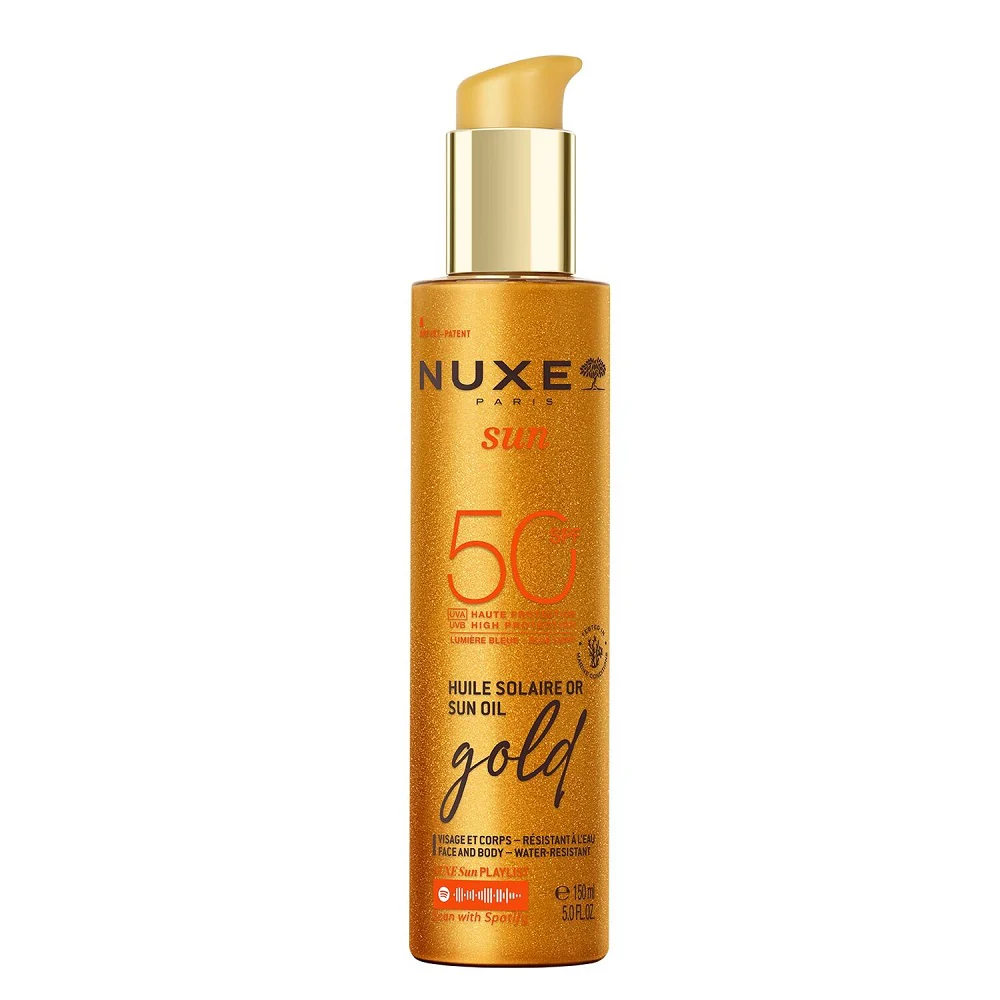 Sun rozświetlający olejek z drobinkami do opalania twarzy i ciała SPF50 150ml