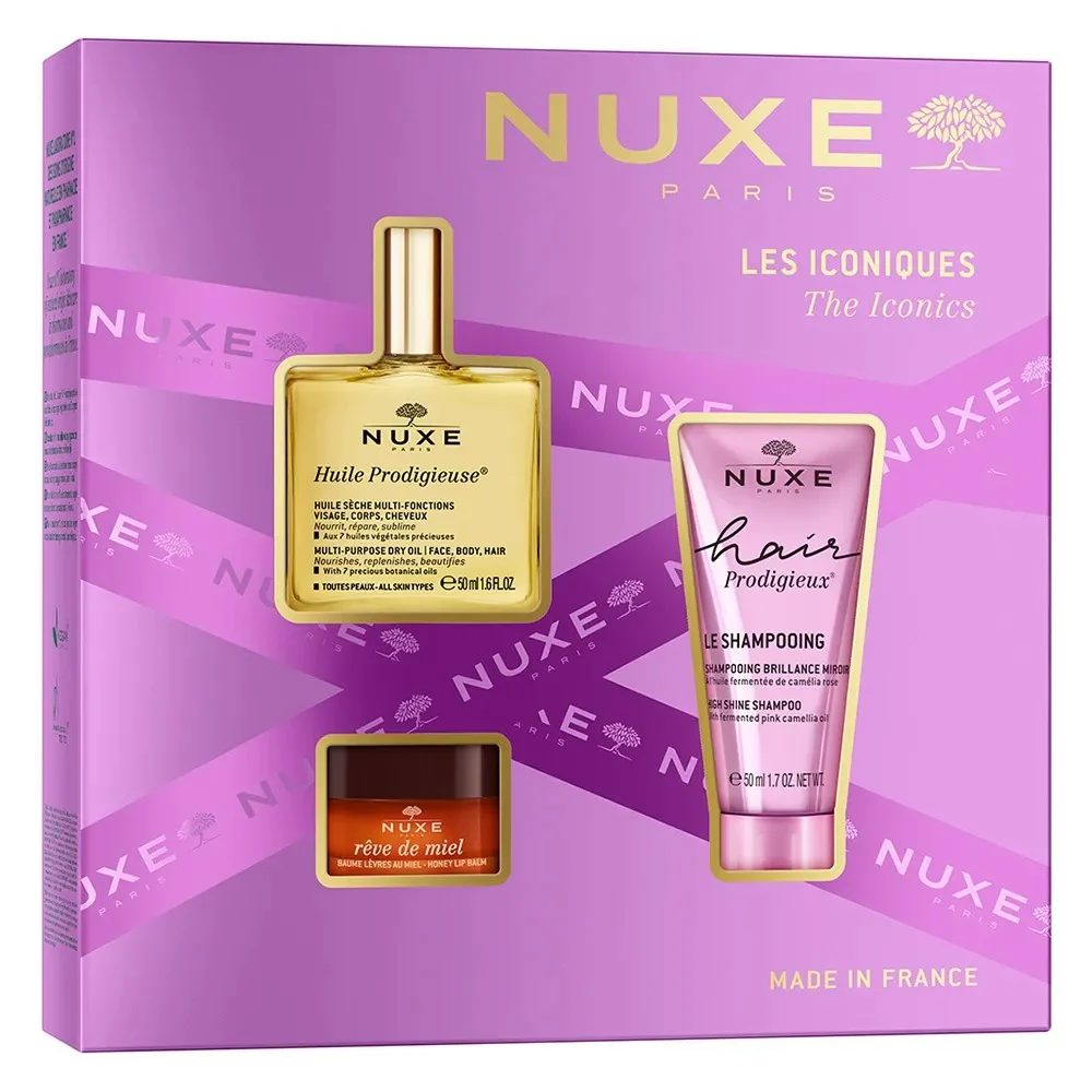 The Iconics zestaw suchy olejek regenerujący 50ml + balsam do ust 15g + szampon wygładzający 50ml