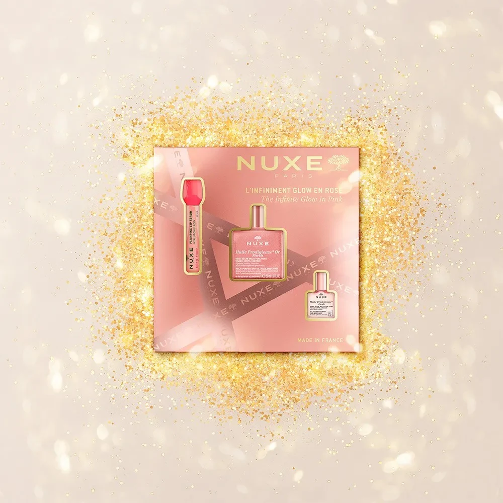 The Infinite Glow In Pink zestaw suchy olejek z drobinkami 50ml + nawilżające serum powiększające usta 8ml + suchy olejek 10ml - Image 2