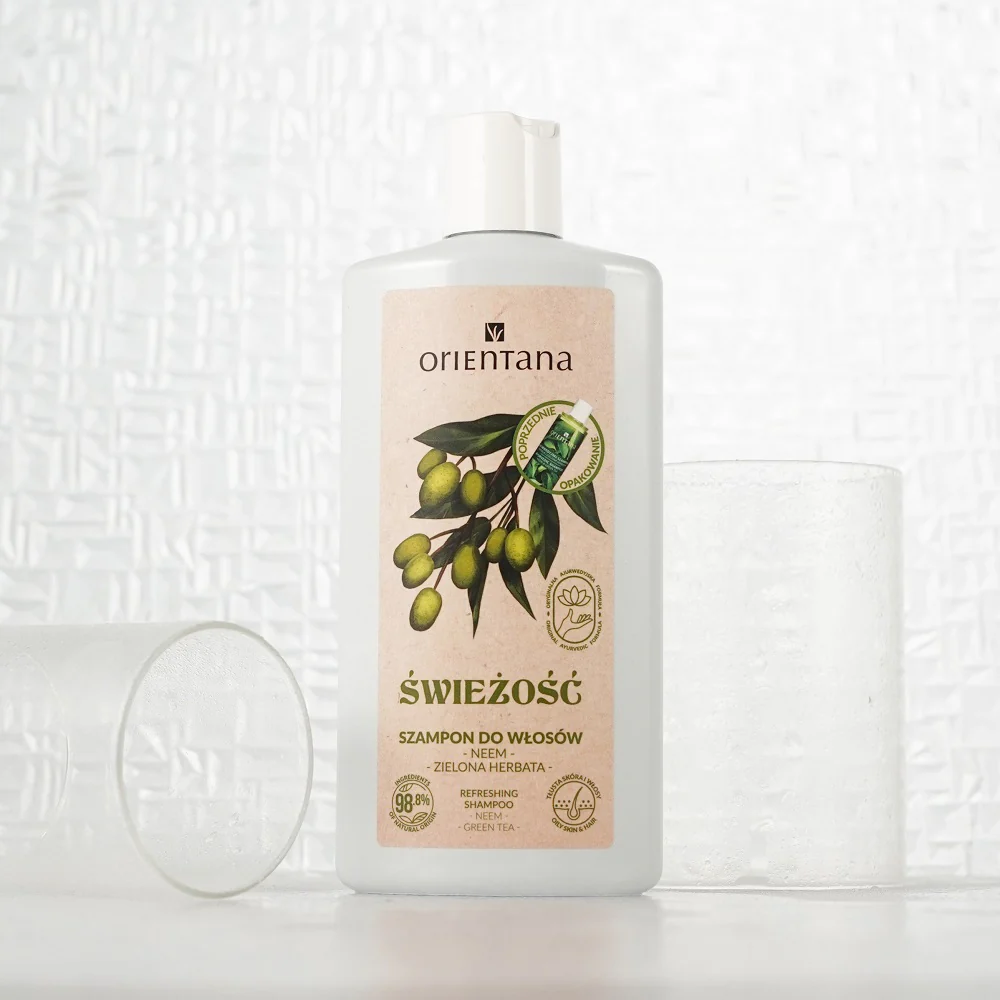 Ajurwedyjski szampon do włosów Neem i Zielona Herbata 210ml - Image 3
