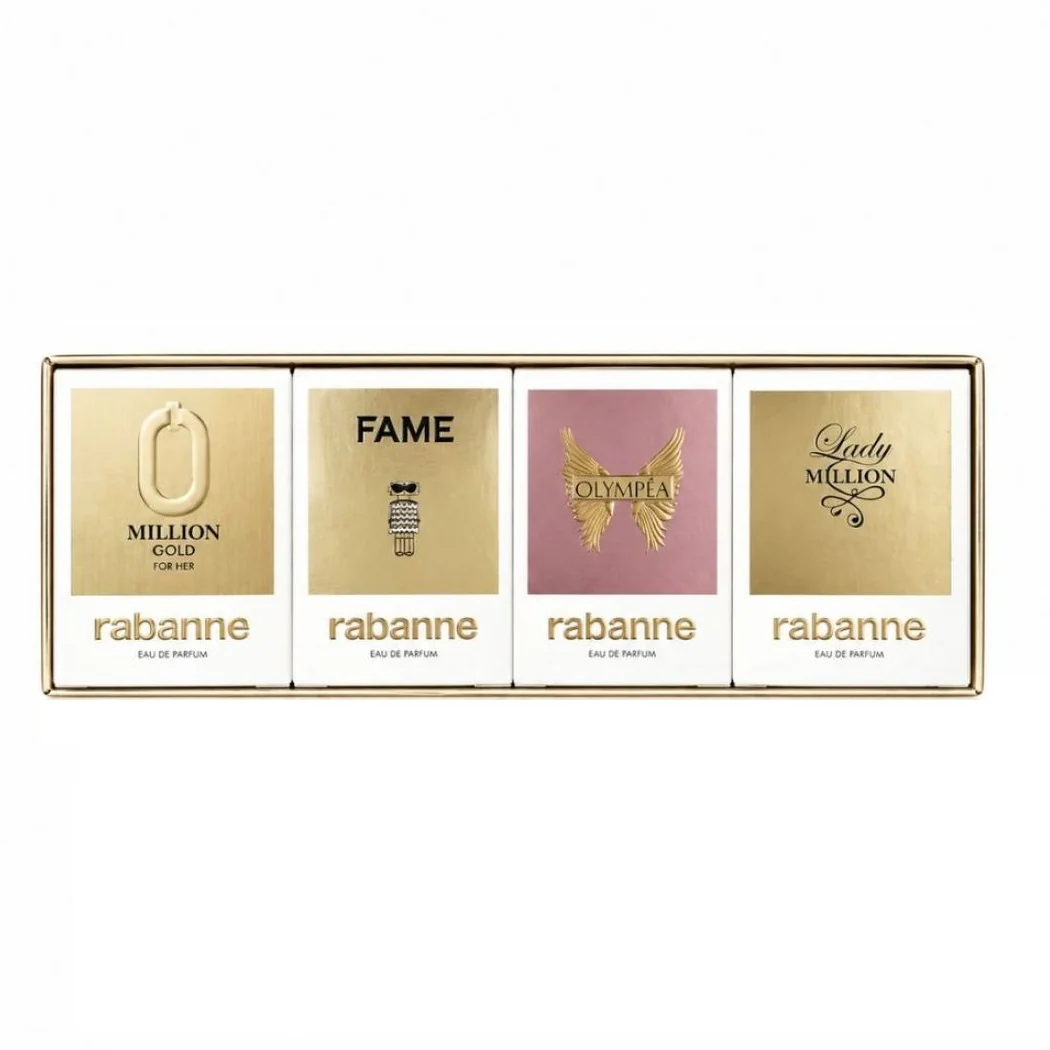 Feminine zestaw Lady Million woda perfumowana 5ml + Fame woda perfumowana 4ml + Olympea woda perfumowana 6ml + Million Gold woda perfumowana 5ml