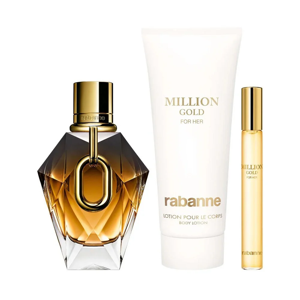 Million Gold For Her zestaw perfumy spray 90ml + balsam do ciała 100ml + perfumy spray 10ml - Image 2