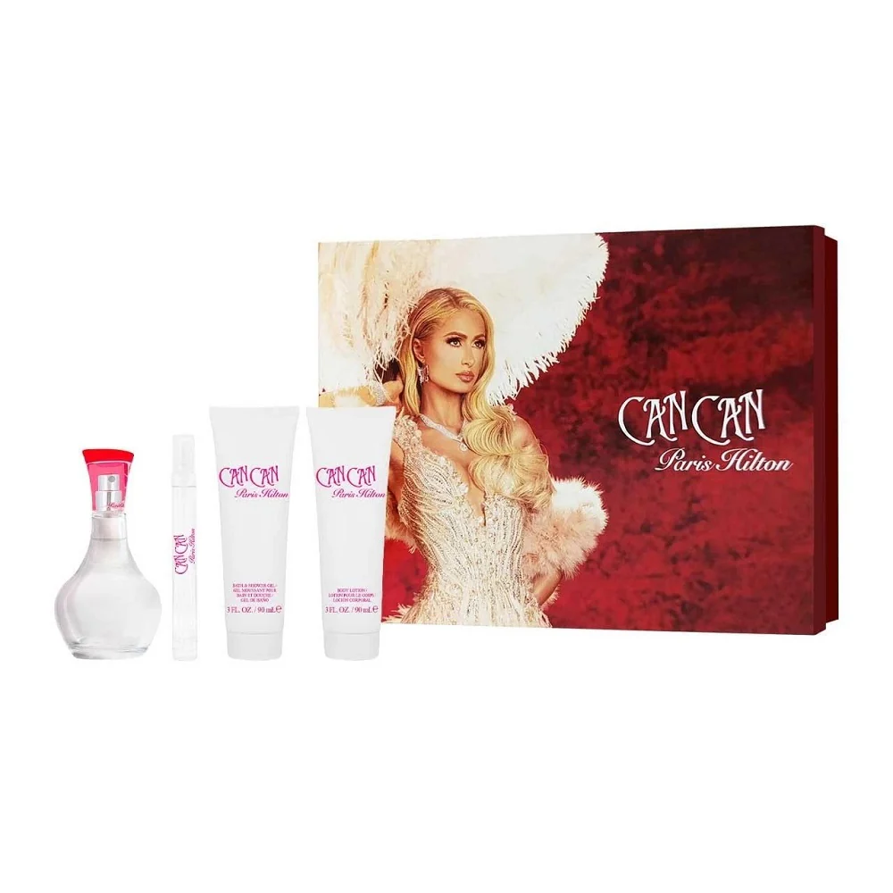 Can Can zestaw woda perfumowana spray 100ml + balsam do ciała 90ml + żel pod prysznic 90ml + woda perfumowana spray 10ml
