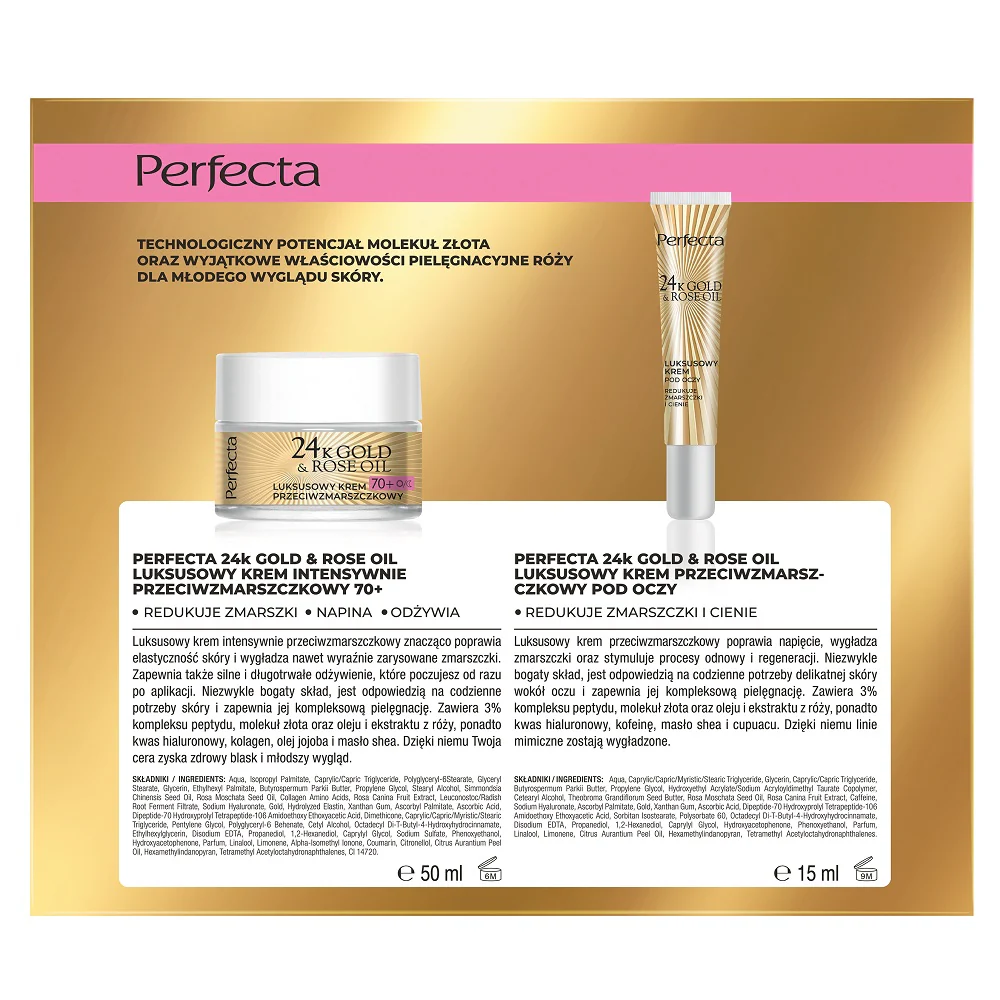 24K Gold & Rose Oil zestaw krem do twarzy 70+ 50ml + krem pod oczy 15ml - Image 2